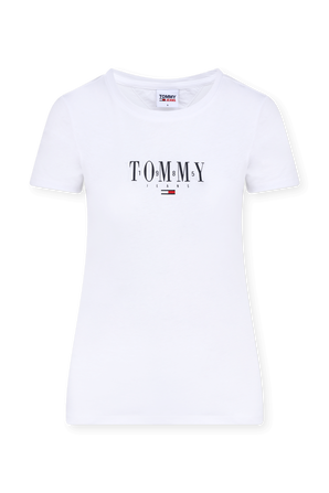 חולצת טי לבנה עם הדפס לוגו TOMMY HILFIGER