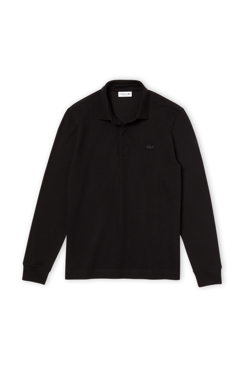חולצת פולו שחורה ארוכה עם לוגו LACOSTE