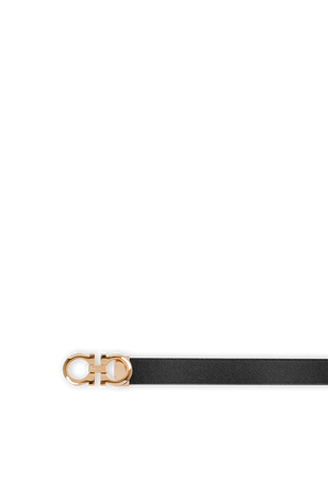 Adjustable and Reversible Gancini Belt in Black and Blue SALVATORE FERRAGAMO