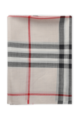 תמונת תקריב של Lightweight Check Wool Silk Scarf in Stone