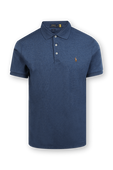 תמונה קידמית של Short Sleeves Knit Polo Shirt in Derby Blue