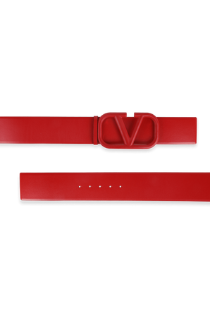 V Logo Signature Belt in Red Glossy Leather VALENTINO GARAVANI