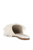 נעלי בית עור ומשי עם נוצות בגוון לבן OLIVIA VON HALLE