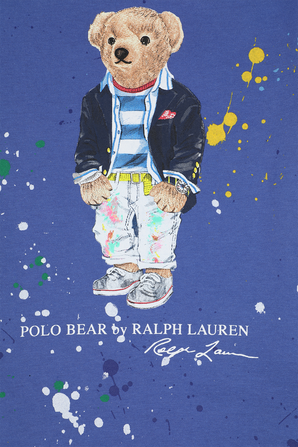 גילאי 5-7 חולצת טי כחולה עם זריקת צבע POLO RALPH LAUREN KIDS