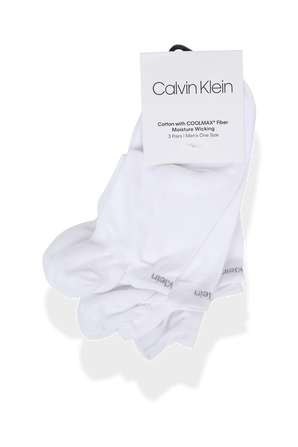 3 Pack Coolmax Fiber Socks in White CALVIN KLEIN