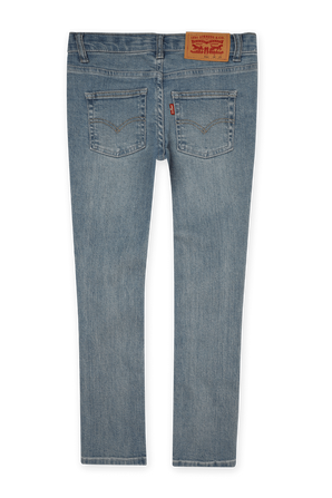 גילאי 8-16 מכנסי ג'ינס ארוכים בכחול עם שפשופים וקרעים LEVI`S KIDS