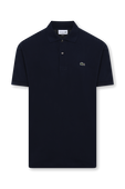 חולצת פולו קצרה בגוון כחול נייבי מכותנה LACOSTE