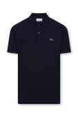 חולצת פולו קצרה בגוון כחול נייבי מכותנה LACOSTE