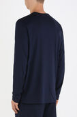 תמונת דוגמן אחורית של Navy Blue Crew Neck Pima Cotton Jersey T-shirt