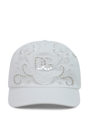 כובע מצחייה לבן עם חיתוכי לייזר DOLCE & GABBANA