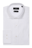 White Jason Slim Fit Shirt in Cotton Blend Poplin with Stretch BOSS