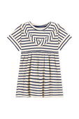 תמונה קידמית של שמלת פסים קצרה עם עיטור מלמלה - גילאי 6-12