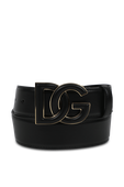 חגורת עור שחורה עם אבזם לוגו DOLCE & GABBANA