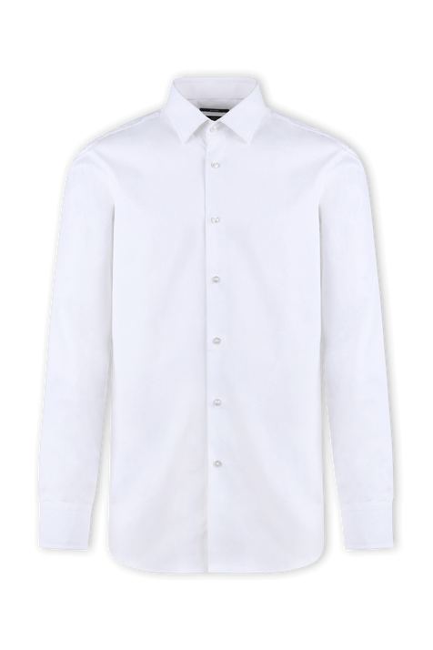 חולצת כפתורים ג'ני לבנה בגזרת סלים מכותנה BOSS