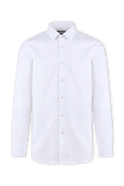חולצת כפתורים ג'ני לבנה בגזרת סלים מכותנה BOSS