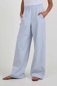 תמונת דוגמן קידמית של Stretch Woven Ruffle-Waist Wide-Leg Pant