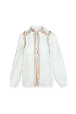 Cassia Corded Blouse in Ivory ZIMMERMANN