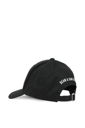 כובע מצחייה בצבע שחור עם רקמת לוגו לבנה DSQUARED2 KIDS