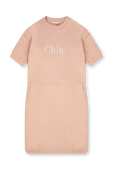 גיל 14 שמלת מיני עם כיס קדמי ולוגו רקום CHLOE KIDS