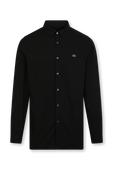 Slim Fit Stretch Cotton Poplin Shirt In Black LACOSTE