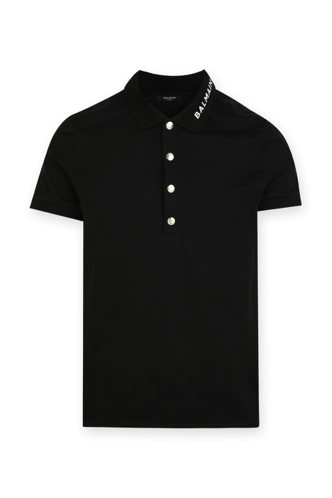 Balmain Collar Polo Tshirt in Black BALMAIN