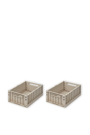 שתי קופסאות אחסון מידה מדיום בגוון אבן LIEWOOD