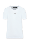 חולצת טי עם לוגו מונוגרמי מטאלי בגון לבן DOLCE & GABBANA