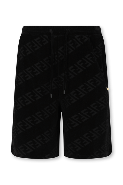 מכנסי ג'וג קצרים ומונוגרמיים בצבע שחור
