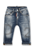 תמונה קידמית של מכנסי ג`ינס עם הדפס לוגו - גילאי 6-36 חודשים