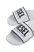 תמונת תקריב של Diesel Logo Slide Sandals in White