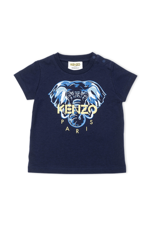 גילאי 6-18 חודשים חולצת לוגו עם סמל הפיל בגוון כחול KENZO KIDS