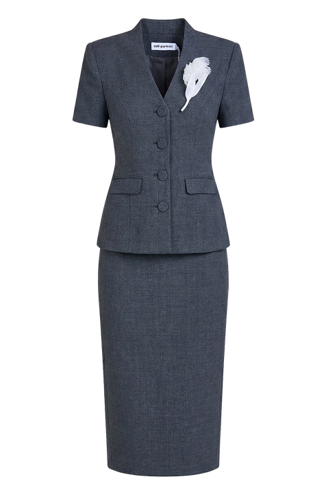 שמלת מידי מחויטת SELF-PORTRAIT