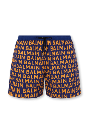 מכנסי בגד-ים לוגומאניה בכחול וכתום BALMAIN