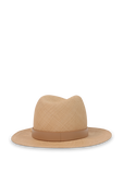 כובע קש רומן עם רצועת עור חומה VALENTINO GARAVANI