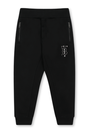 גילאי 4-14 מכנסי טרנינג שחורים עם לוגו ניטים BURBERRY