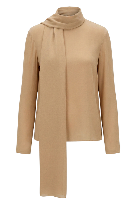 חולצת משי עם צעיף מובנה