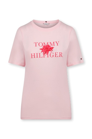 חולצת טי ורודה עם לוגו פרח TOMMY HILFIGER