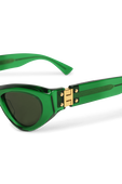 משקפי שמש ירוקים עם מסגרת חתול BOTTEGA VENETA