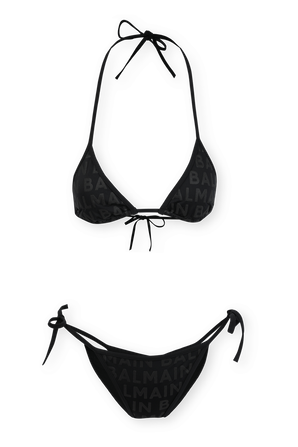 Triangle Bikini Set in Black Logomania BALMAIN