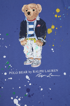 גילאי 8-16 חולצת טי כחולה עם זריקת צבע POLO RALPH LAUREN KIDS
