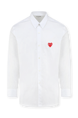 חולצה מכופתרת לבנה עם סמל הלב האדום COMME des GARCONS