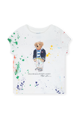 גילאי 2-4 חולצת טי לבנה עם זריקת צבע POLO RALPH LAUREN KIDS