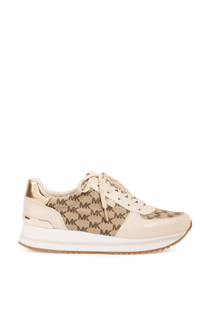 Monique Logo Trainers in Brown and Cream MICHAEL KORS