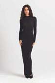 תמונת דוגמן קידמית של MILKY SHEER MOCK NECK L/S LONG DRESS