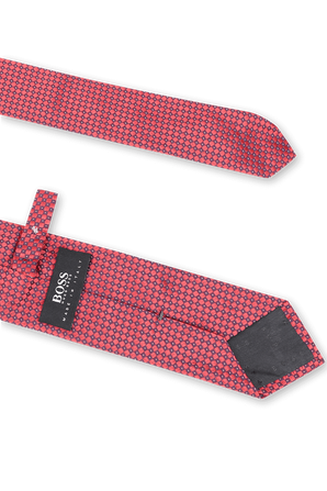 Micro-Patterned Tie in Red Silk  BOSS