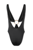 תמונת פנים של One Piece Swimsuit With Ring in Black