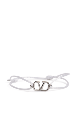 צמיד חוט לבן עם לוגו כסוף VALENTINO