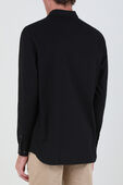 תמונת דוגמן אחורית של Slim Fit Stretch Cotton Poplin Shirt In Black
