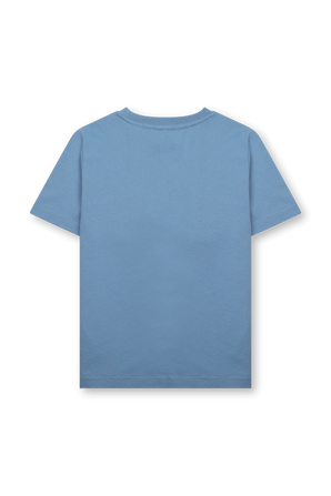 גילאי 4-14 חולצת טי כחולה עם לוגו מניטים BURBERRY