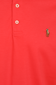 תמונה אחורית של Slim Fit Stretch Mesh Polo Shirt in Red
